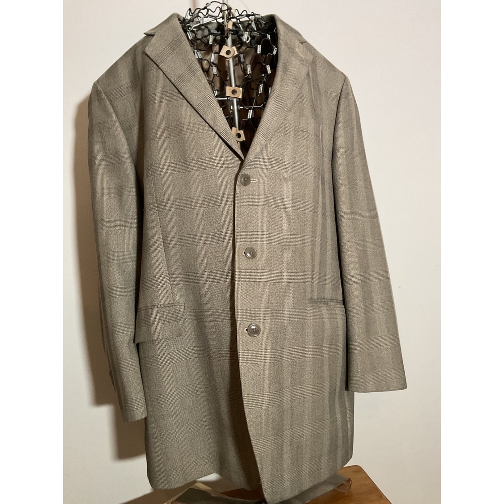 Calvin Klein Mens Glen Plaid 3 Button Blazer Jacket Tan Brown Tan Plaid